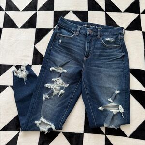 American Eagle Outfitters Dark Blue Ripped Skinny Jeans